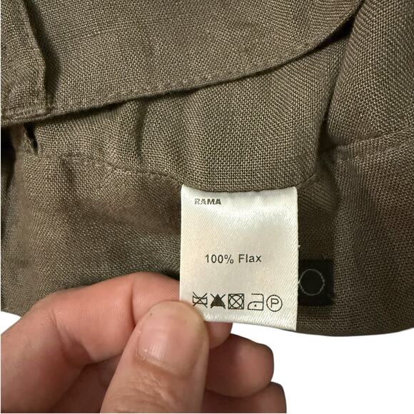 Olivier Strelli Flax Linen Capri Pants Cuffed Taupe Brown EUR 40 / 31" Waist - Picture 5 of 9